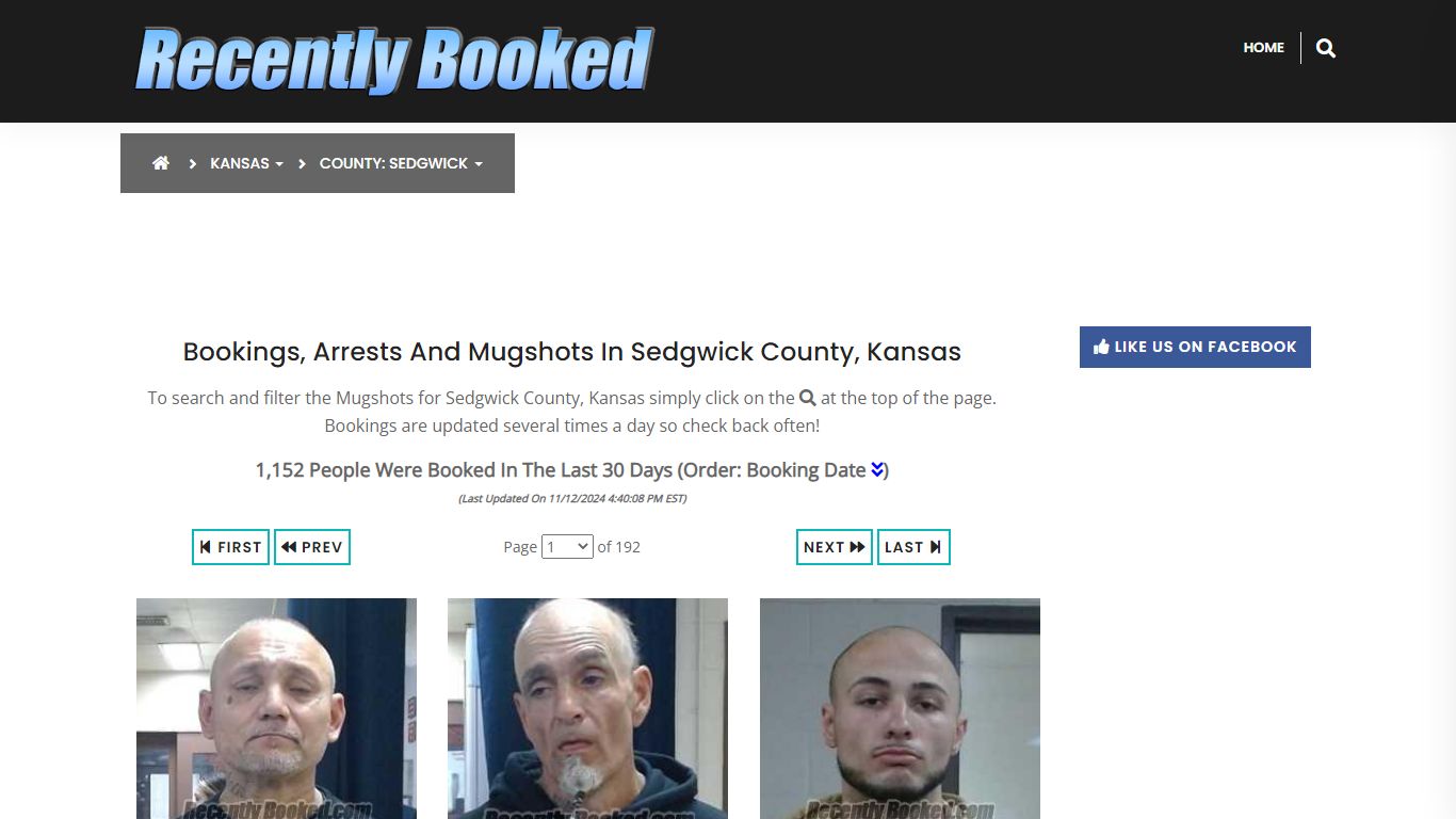 Bookings, Arrests and Mugshots in Sedgwick County, Kansas - Recently Booked