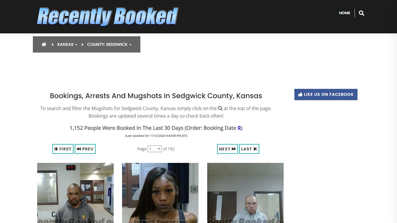 Bookings, Arrests and Mugshots in Sedgwick County, Kansas - Recently Booked