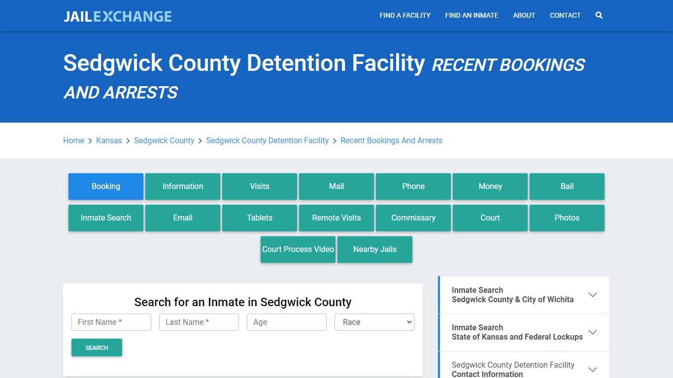 Sedgwick County Detention Facility Recent Bookings And Arrests